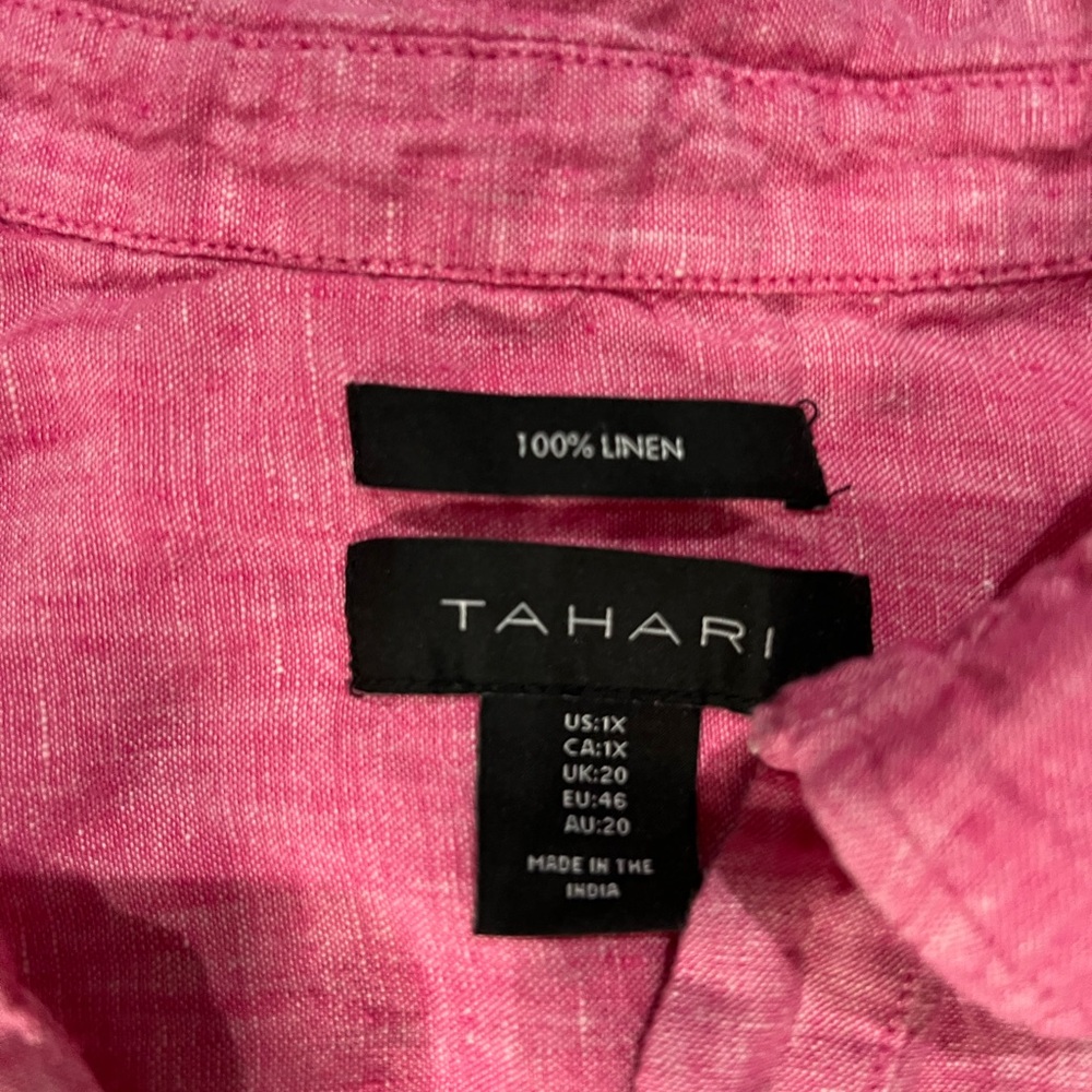 Tahari Pink Linen Blouse - Picture 2 of 7